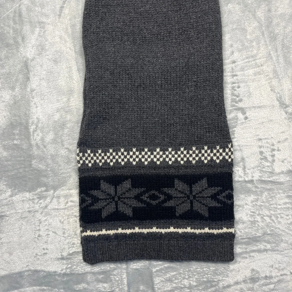 Vintage Y2K Gap Scarf Gray Lambswool Fair Isle Snowflake Knit Winter Accessory